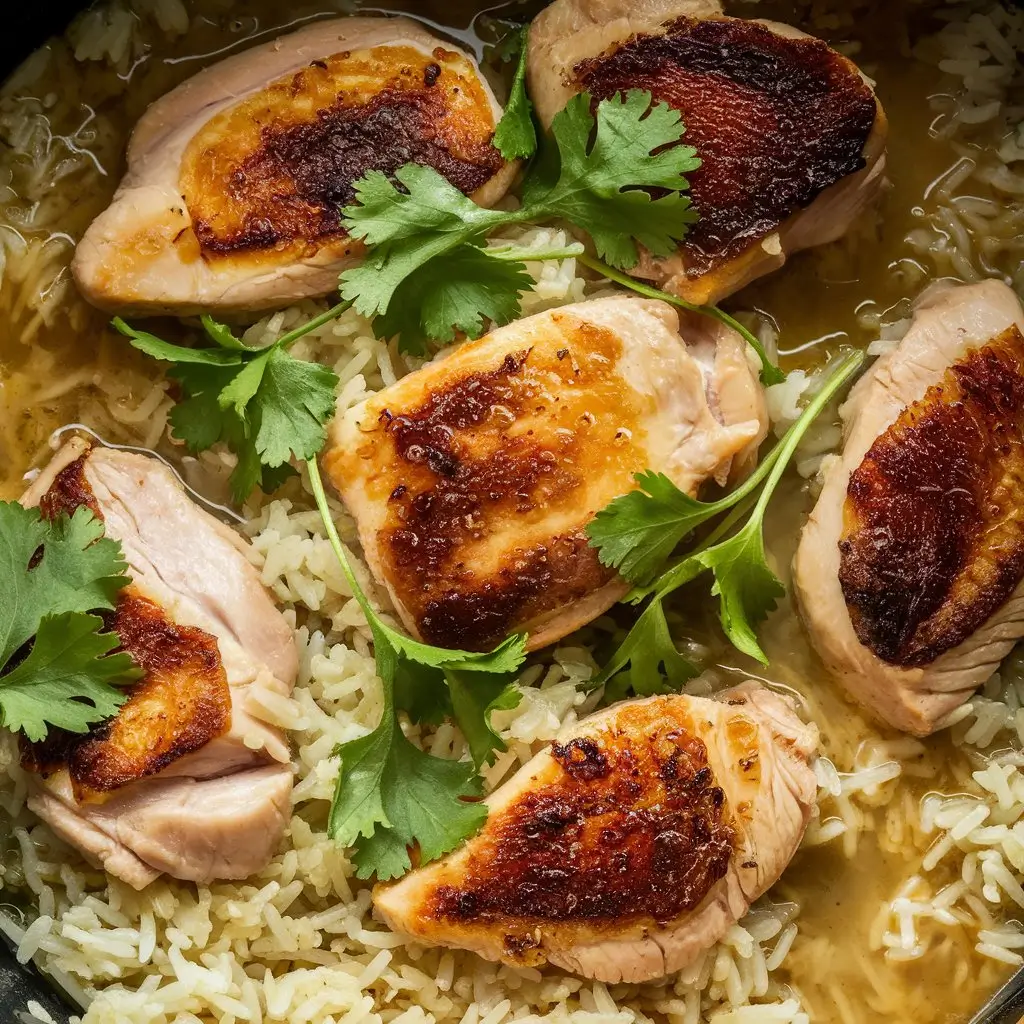 a photo of a delicious chicken coconut rice recipe ZN8rzKOyQBO3A2rPdKBWVQ 1UbSYJzeTgG3395qZ9q66Q Chicken Coconut Rice