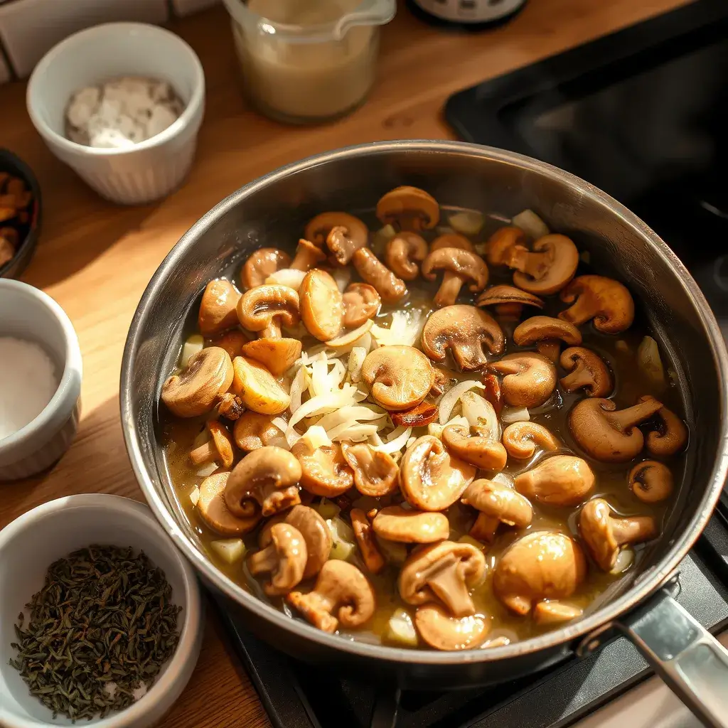 sauteed mushrooms 1 Vegan Mushroom Wellington